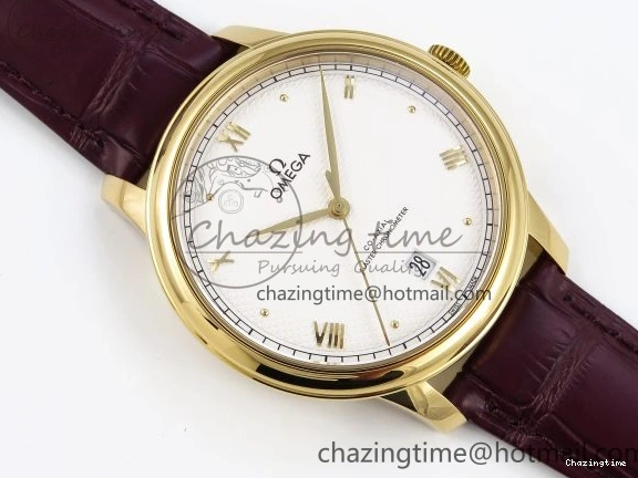 0202 De Ville Date YG MKF 1:1 Best Edition White Textured Dial Roman Marker on Brown Leather Strap A Refined 7756